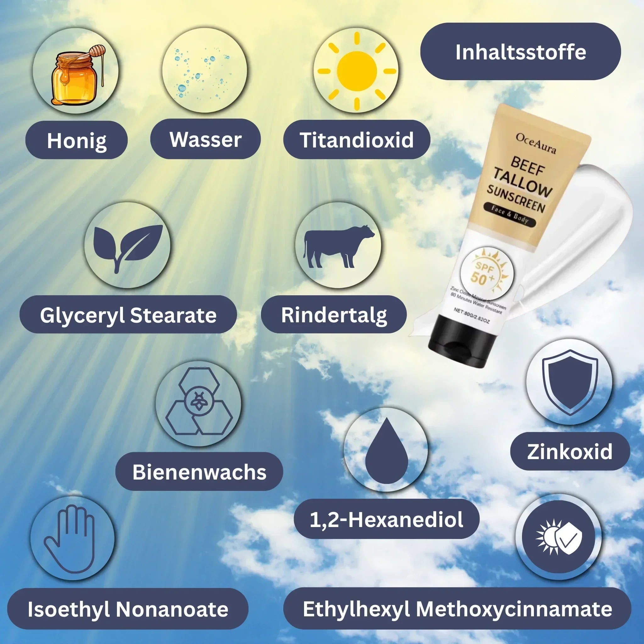 Natural Beef Tallow Sunscreen – Moisture & Protection